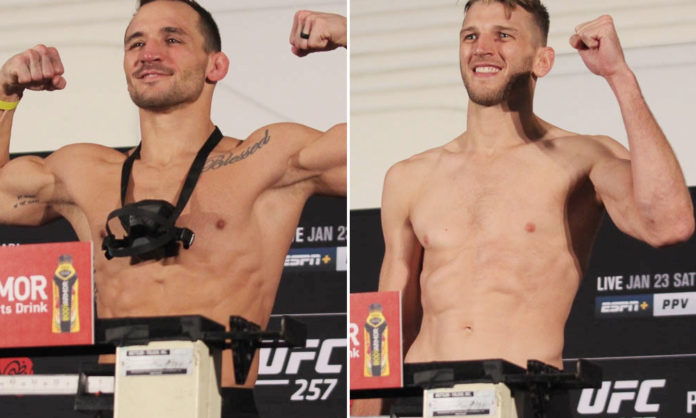 Dan Hooker and Michael Chandler weighing in before their fight