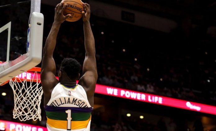 Zion Williamson dunking.