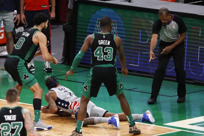 Bradley Beal after last second shot against the Celtics on Sunday, February 2.