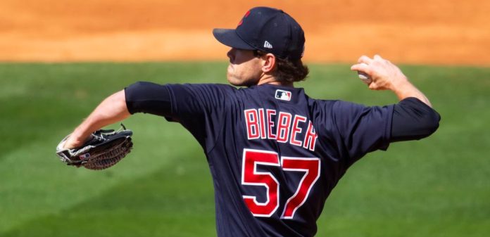 Cleveland Indians ace Shane Bieber at the mound.