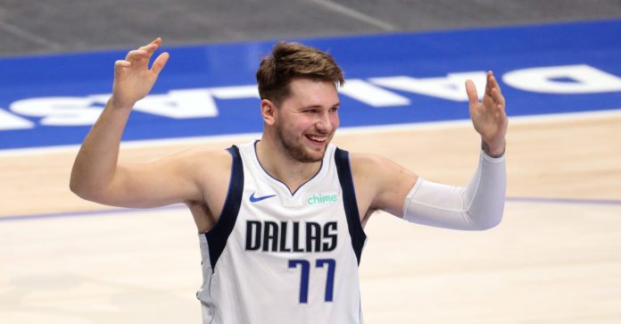 Mavs' star Luka Doncic on the court.