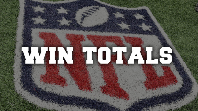 A picture depicting the podcast theme of NFL win totals.