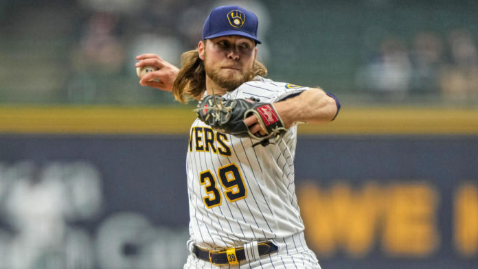 MILWAUKEE, WI - APRIL 03: Corbin Burnes #39 of the Milwaukee Brewers pitches against the Minnesota Twins on April 3, 2020 at American Family Field in Milwaukee, Wisconsin. (Photo by Brace Hemmelgarn/Minnesota Twins/Getty Images)