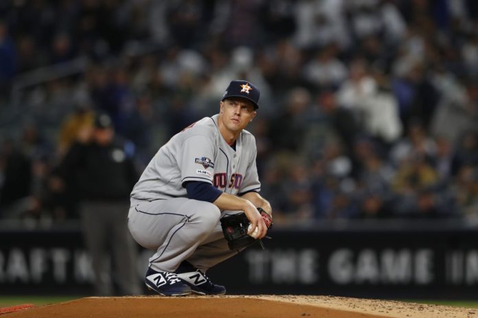 Astros' ace Zack Greinke, in contemplation at the mound.