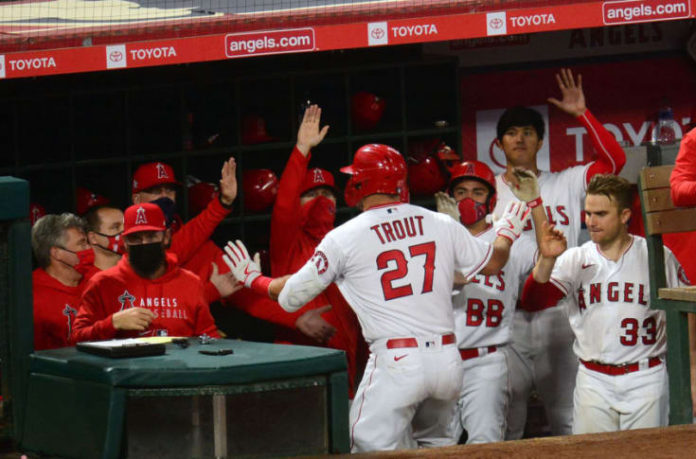 LAA's Mike Trout after blasting another homerun.