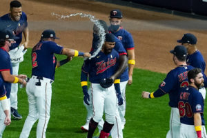 Minnesota Twins players celebrating.