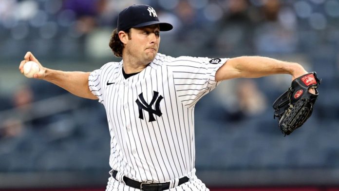 Gerrit Cole on the mound for the Yankees.