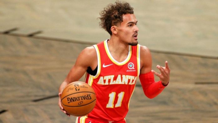 Trae Young playing for the Hawks.