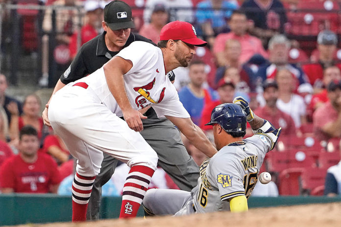 Cards vs. Brewers captured in-game.