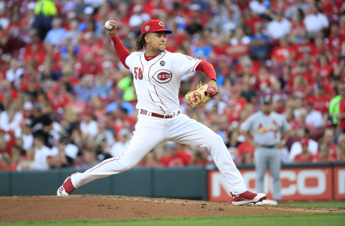 CINCINNATI, OHIO - AUGUST 16: Luis Castillo #58 of the Cincinnati Reds throws a pitch against the St. Louis Cardinals at Great American Ball Park on August 16, 2019 in Cincinnati, Ohio. (Photo by Andy Lyons/Getty Images)