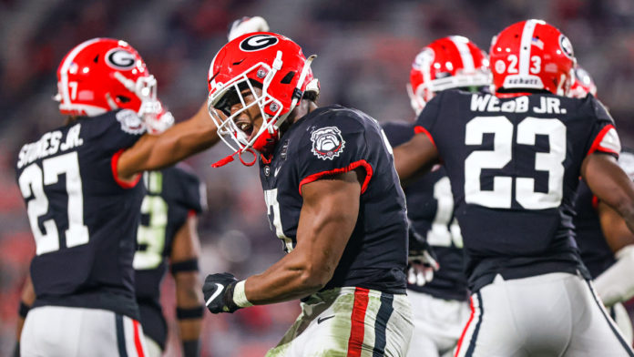 The Georgia defense celebrating.