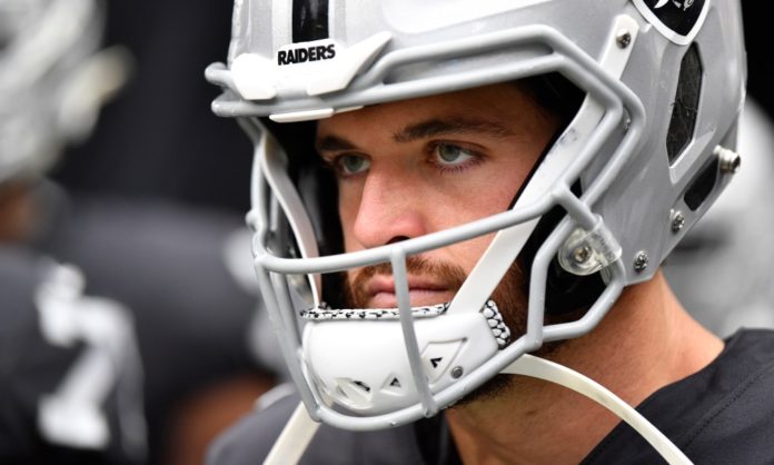 Derek Carr, the Raiders QB, pictured up close.