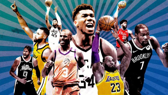 An NBA poster, of the stars.