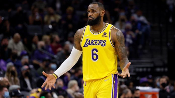 LeBron James, looking apathetic in a Lakers' uniform.