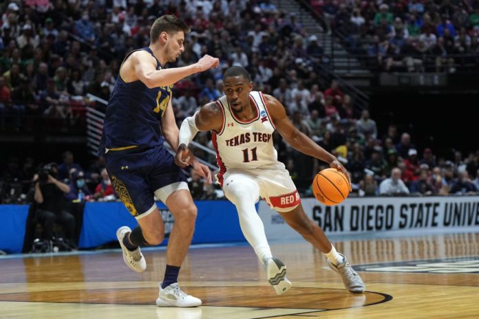 Texas Tech's point guard, moving down the court against Notre Dame.