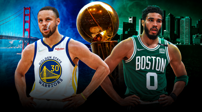 Celtics and Warriors NBA Finals poster.