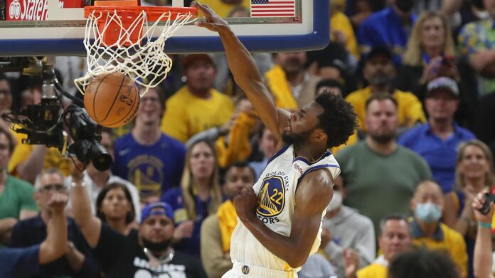Andrew Wiggins smashes an emphatic dunk to seal the win for the Warriors in Game 5.